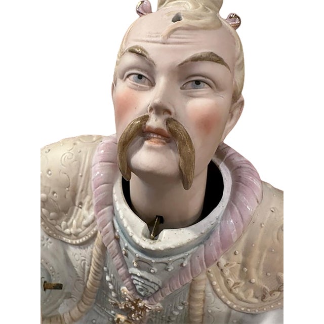 Pair of Early 20th Century Enameled Porcelain Bisque Germanic Nodder Circus Figurines For Sale - Image 9 of 9