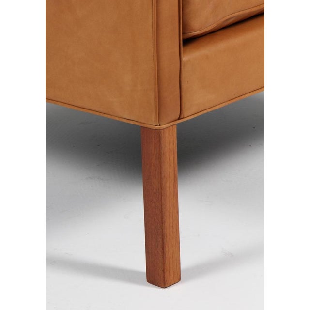 Danish Wingback Chair in Teak and Red Leather attributed to Børge Mogensen for Fredericia For Sale - Image 5 of 7