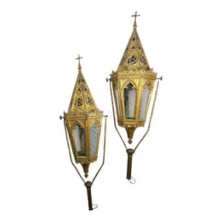 1910s Brass Lanterns - a Pair For Sale