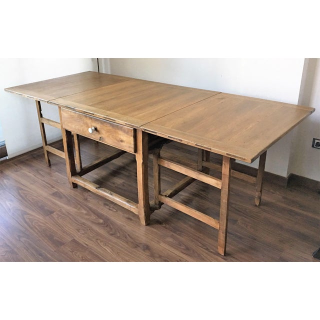 Spanish, 18th Century Drop-Leaf Table with Four Gate-Leg and Three Drawers For Sale - Image 4 of 9