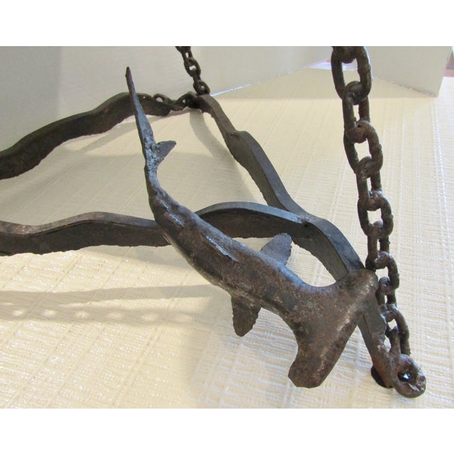 Brown Rare Signed Slack Brutalist Nautical Themed Tripod Iron Table Circa 1960's For Sale - Image 8 of 12