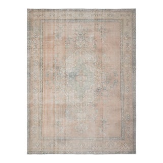 1970s Vintage Persian Handmade Wool Cotton Orange Area Rug For Sale