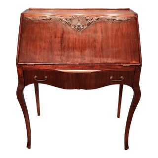 Early 20th Century Antique Mohogany Drop Front Secretaire Writing Desk For Sale