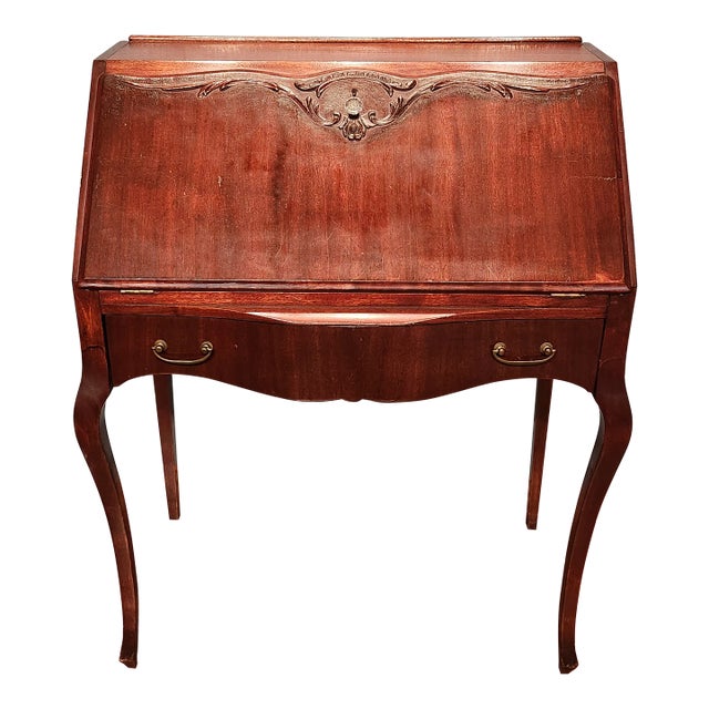 Early 20th Century Antique Mohogany Drop Front Secretaire Writing Desk For Sale