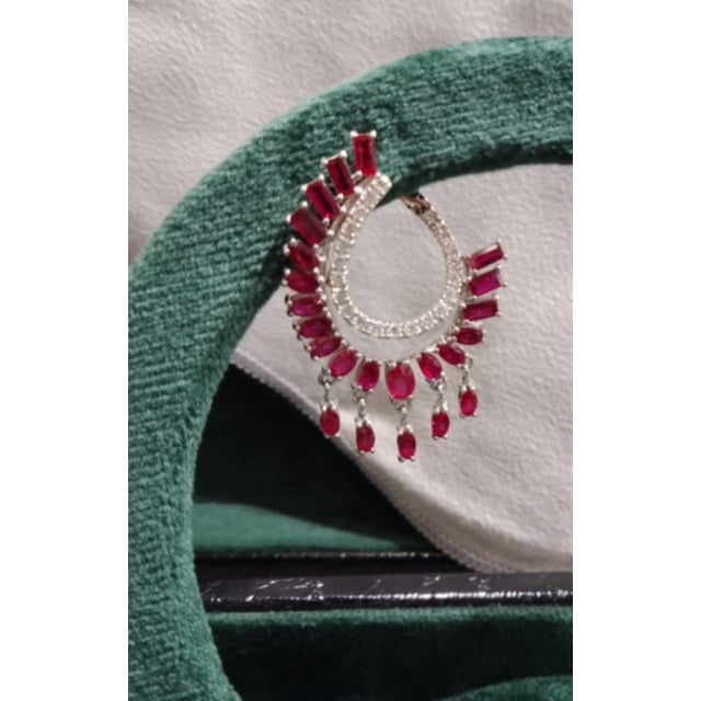 Ruby Red Natural 18k Gold Diamond 0.82ct Ruby Stud Earrings, New For Sale - Image 8 of 8