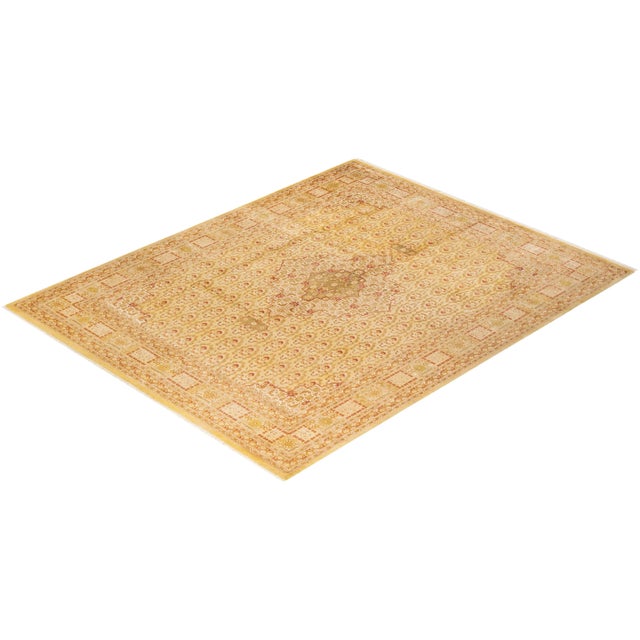 Yellow Vintage Moroccan Hand Knotted Wool Area Rug, Yellow - 8'1" X 10'1" For Sale - Image 8 of 9