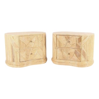Rattan Bedside Tables, Set of 2 For Sale