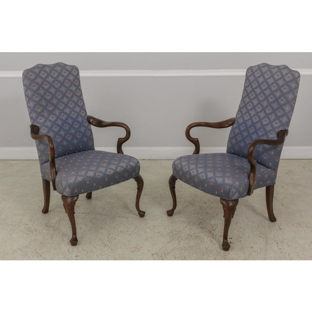 Pair Fairington Queen Anne Cherry Upholstered Open Armchairs For Sale - Image 13 of 13