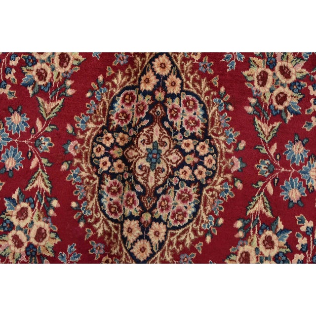 Red Kerman Rug 9’1” X 14’7” Red Wool Vintage Traditional Hand-Knotted Carpet For Sale - Image 8 of 15