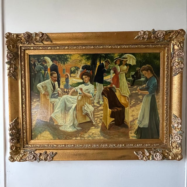 After Oscar Arthur Bluhm, Midsummer Day, Oil on Panel, Framed For Sale - Image 12 of 18