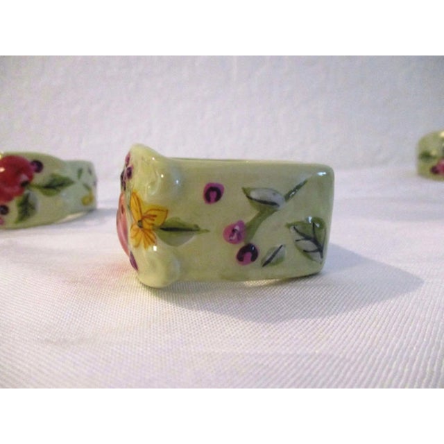Shabby Chic Vintage Fruitful Tapestry Ceramic Napkin Holders, S/8 For Sale - Image 3 of 6