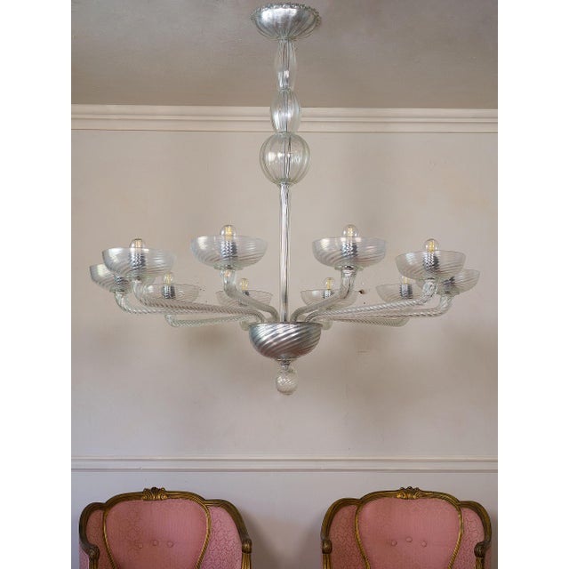 Mid-Century Murano Glass 10-Light Chandelier, 1950s For Sale - Image 6 of 13