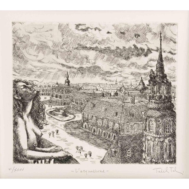 Amedeo Tedeschi Toschi, The Downpour, 1990s, Etching For Sale