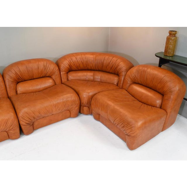 Sectional Sofa in Cognac Leather by Rossi Di Albizzate, Italy, 1970s, Set of 5 For Sale - Image 9 of 18