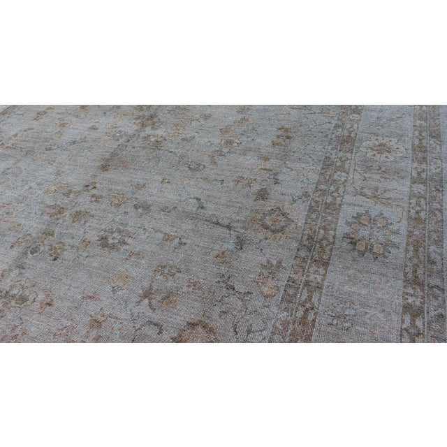 Turkish Large Turkish Angora Oushak Rug With All-Over Vining Floral Design in Neutral Colors For Sale - Image 3 of 13