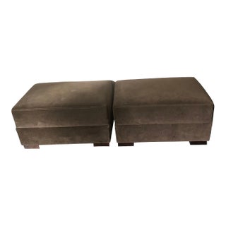 Set of 2 Restoration Hardware Maxwell Cafe Vintage Velvet Lux Ottomans For Sale