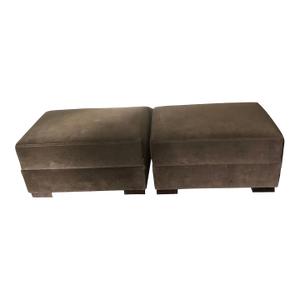 Set of 2 Restoration Hardware Maxwell Cafe Vintage Velvet Lux Ottomans