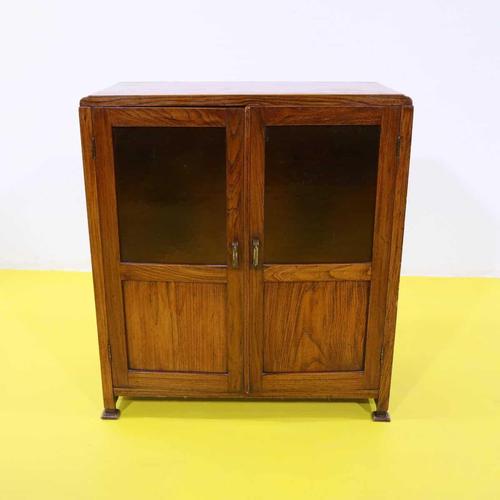 Wooden Display Cabinet with Amber Glass Doors For Sale - Image 12 of 12