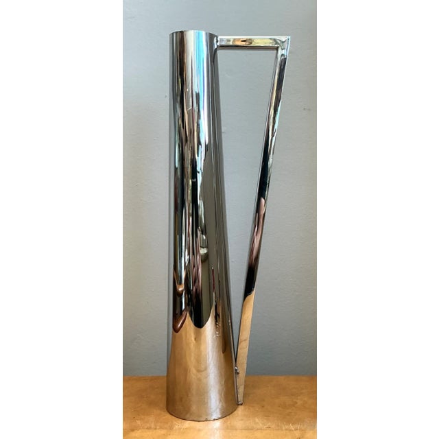 Silver Vintage Modernist Metal Tall Pitcher For Sale - Image 8 of 14