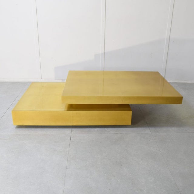 This coffee table by Aldo Tura represents his transition to the aesthetics of the 1970s. In fact, the table is a rigorous...