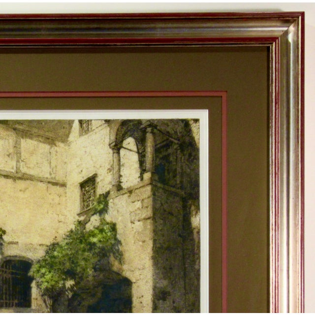 Green Luigi Kasimir Seebenstein Castle Courtyard, Austria, Large Color Etching 1920 Original Print For Sale - Image 8 of 8