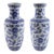 Pair of Early 20th Century Asian Blue and White Porcelain Vases With Floral Design and Markings For Sale
