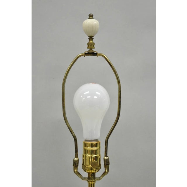 Metal Vintage Lenox Porcelain and Brass Cream Jardinierie Decorated Table Lamp For Sale - Image 7 of 11