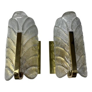 Carl Fagerlund Murano Glass Leaf Sconces, Pair For Sale