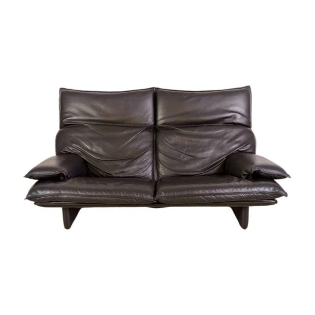 Vintage Italian 3-Seater Sofa in Black Leather, 1980s For Sale - Image 14 of 18