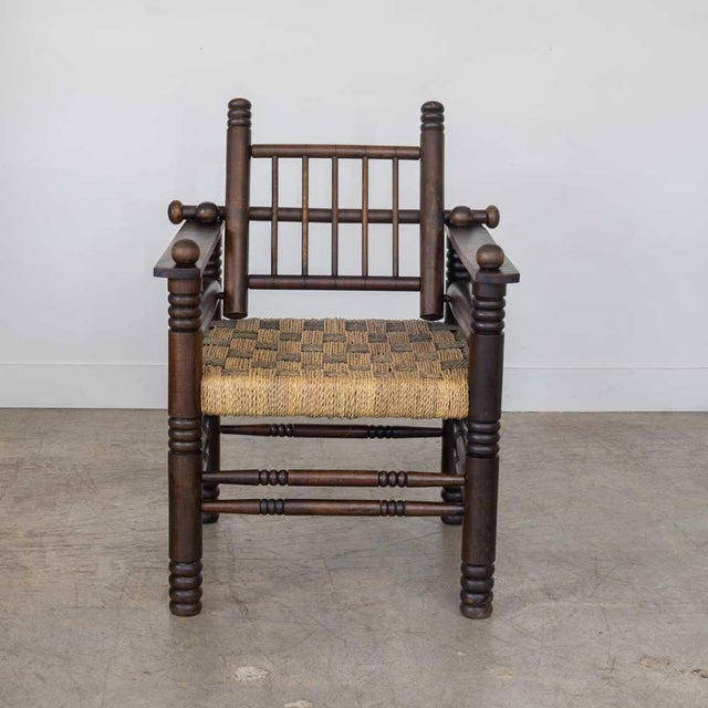 French 1940s Oak and Woven Lounge Chair by Charles Dudouyt For Sale - Image 3 of 14