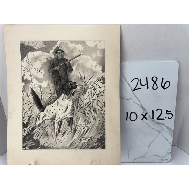 1940s Original Signed Graphite Illustration of Hunter With English Pointer Dog, 12.5 × 10 In. For Sale In Atlanta - Image 6 of 6