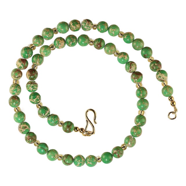 20-Inch Natural Green Imperial Stone Necklace For Sale