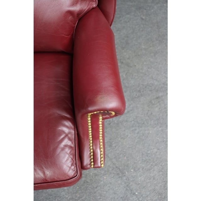 Hancock & Moore Burgundy Leather Wingback Recliner Lounge Chair For Sale In Philadelphia - Image 6 of 14