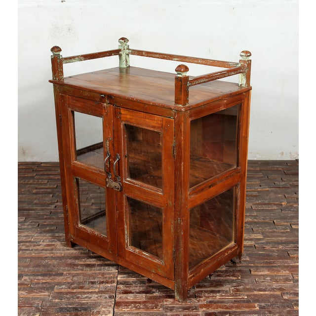 Wood Solid Reclaimed Teak Wood Glass Fronted Cabinet For Sale - Image 7 of 8