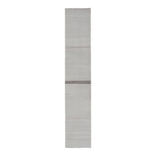 Vintage Turkish Kilim Runner With Subtle Neutral Tones and Elegant Stripes 2'5 X 13'10 For Sale