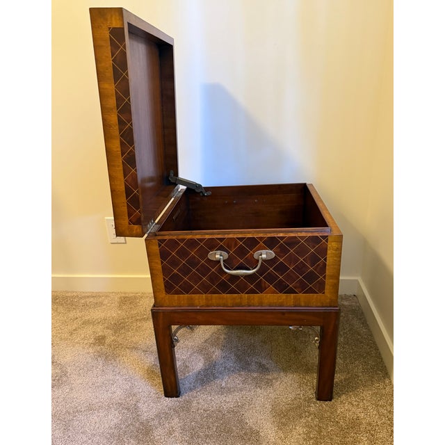 Brown Vintage Maitland-Smith Mahogany Parquetry Box Table For Sale - Image 8 of 14