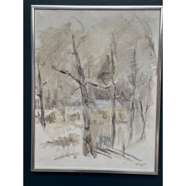 Kj. Shemlot, Winter Trees, 1980, Oil Painting on Canvas, Framed For Sale - Image 12 of 14