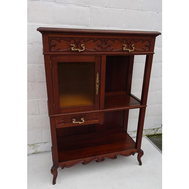 Brown Art Nouveau Small Cabinet Display with Glass, 1920s For Sale - Image 8 of 18