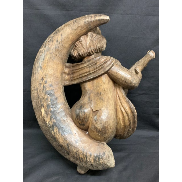 Wood 1920s Vintage Carved Wood Angel Playing Instrument Paper Mache Mold Takaan For Sale - Image 7 of 9