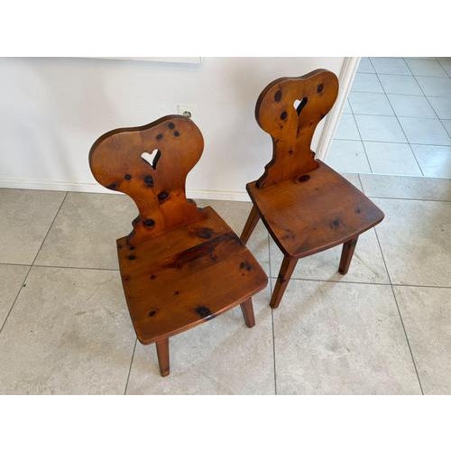 Brown Chairs in Swiss Pine, Set of 2 For Sale - Image 8 of 10