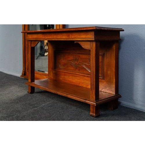 Wood Large Art Nouveau Mirror with Console, Set of 2 For Sale - Image 7 of 10