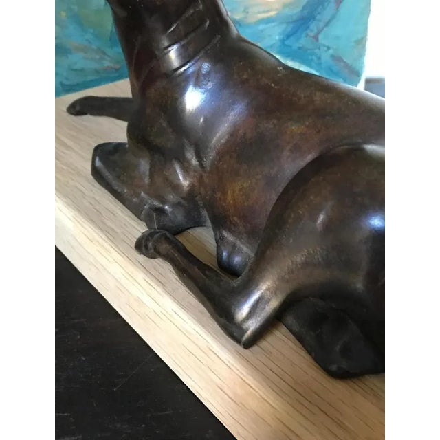 1970s Large Vintage Bronze Sculpture of a Sitting Deer, France, 1975 For Sale - Image 5 of 6