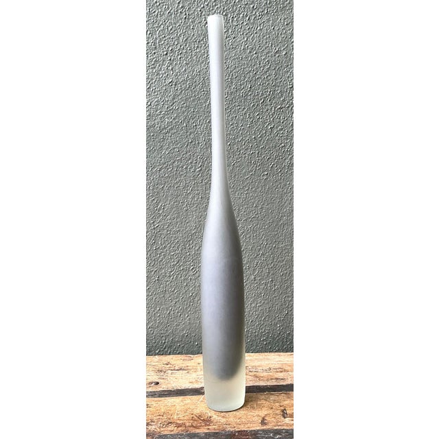 Vintage Tall Frosted Glass Vase For Sale In West Palm - Image 6 of 14