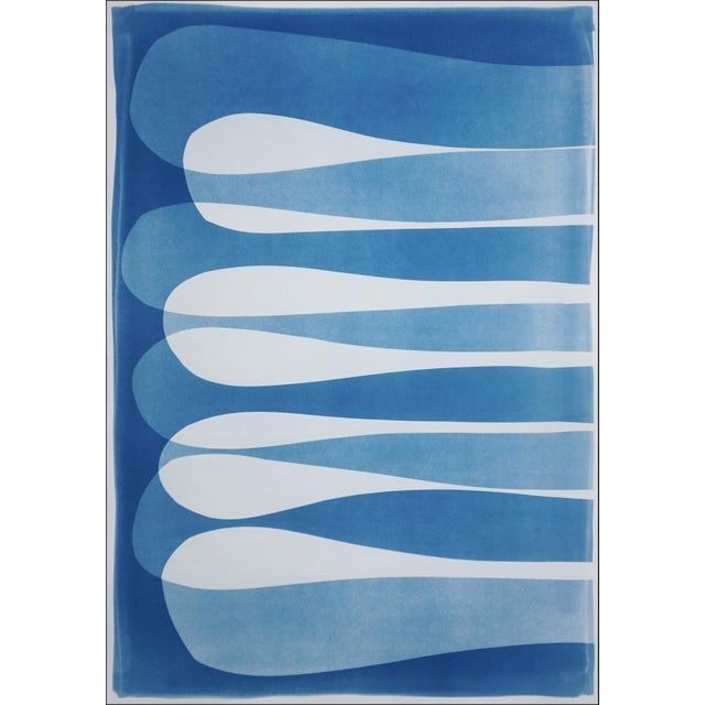 Contemporary Contemporary Printmaking, Minimalist Handmade Cyanotype, Elipse Shapes Diptych on Watercolor Paper, 2026 For Sale - Image 3 of 9