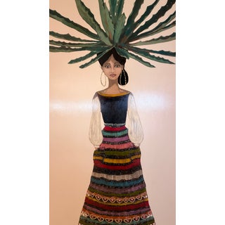 4ftx6ft Painting on Wood, Montecito Artist Erika Carter, Immigrant Woman From Mexico 'Tia Lola' For Sale