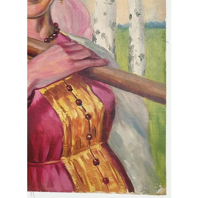 1970s Oil Portrait Painting: Ukrainian Artist, Young Girl 69-50 For Sale - Image 6 of 6
