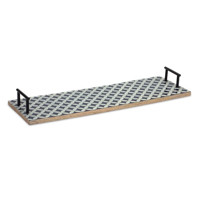 Bring a bold, artistic flair to your home with this set of Mango Wood Decorative Trays. Designed with a striking black-...