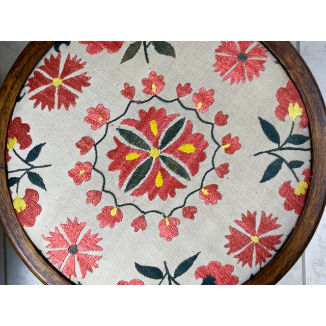 Beautifully Crafted Vintage Victorian-Style Footstool With Suzani Embroidery For Sale - Image 11 of 11