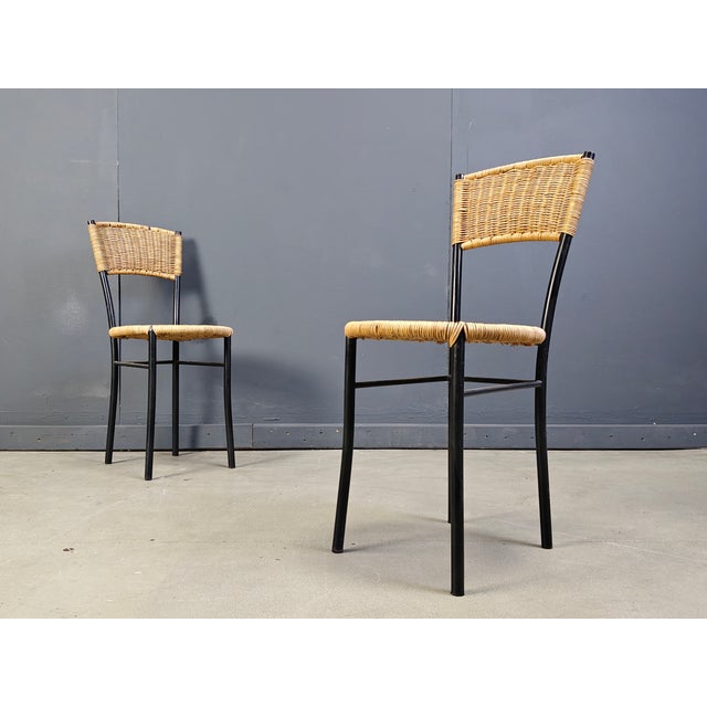 Vintage Wicker Dining Chairs, 1980s, Set of 4 For Sale - Image 6 of 7
