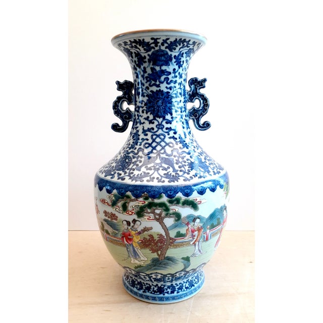Early 20th Century Chinese Porcelain Garden Story Vase For Sale - Image 13 of 13